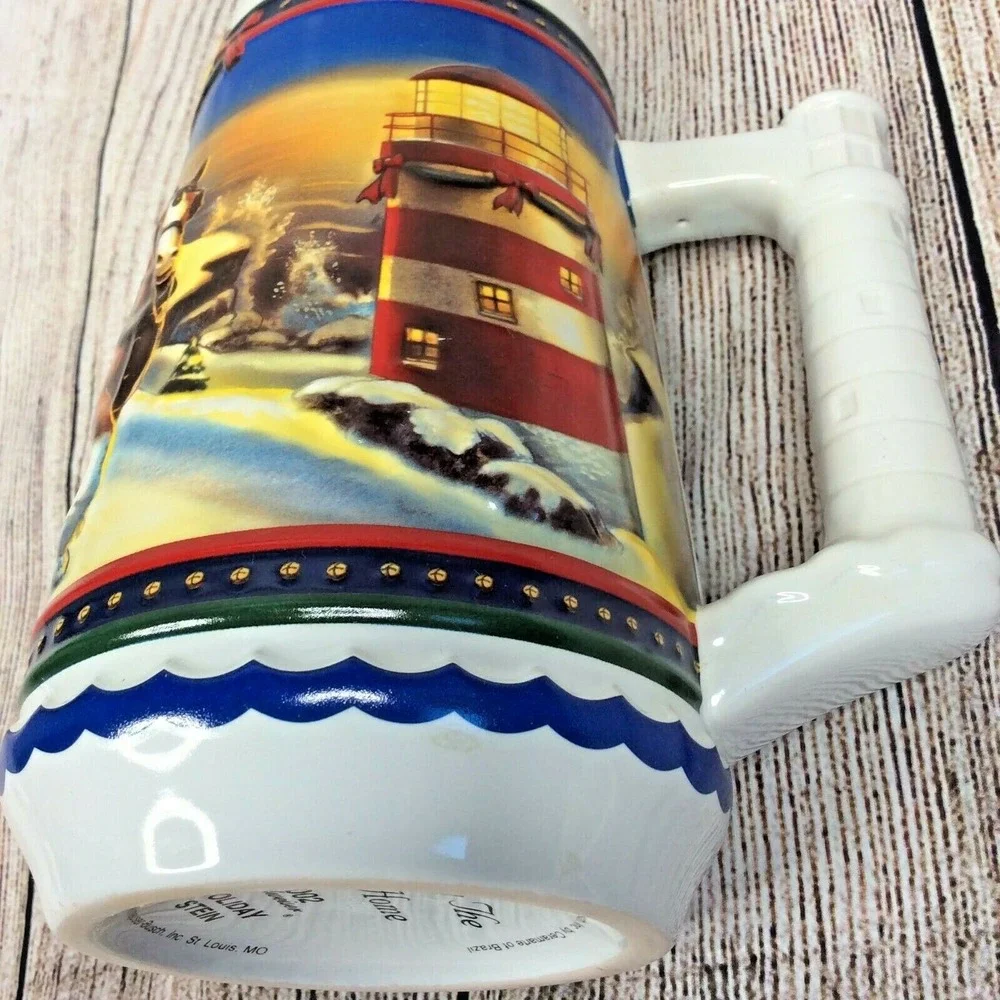 2002 Anheuser Busch AB Budweiser Holiday Christmas Beer Stein Clydesdales‎ NIB